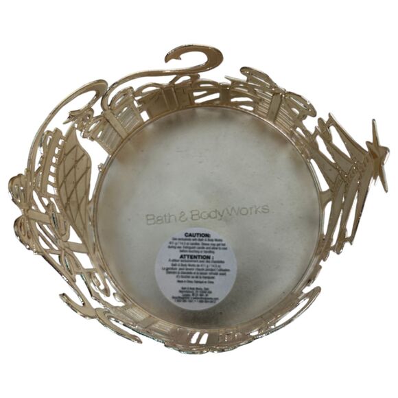 Bath & Body Works Gold Christmas Holiday Tree Presents 3 Wick Candle Holder - Picture 5 of 6